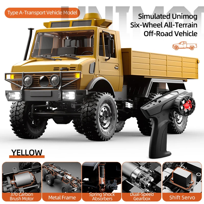 2.4G RC Crawler 6WD Unimog RC Truck 1:18 Proportional Control Mechanical Shifting JJRC RC Vehicle Simulated Model Toys Cars