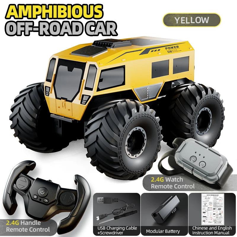 RCF Sherp Q210 Amphibious Waterproof Rc Car Dual Control 4WD Off-road Remote Control Vehicle 2.4G Electric Climbing Crawler Toys for Kids