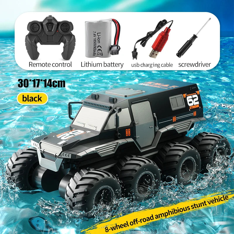 RCF JJRC Q137 8x8 2.4G Remote Control Car 8wd Off-road Amphibious Stunt Vehicle 8-Wheel Speed Racing Truck Waterproof Crawler Toys