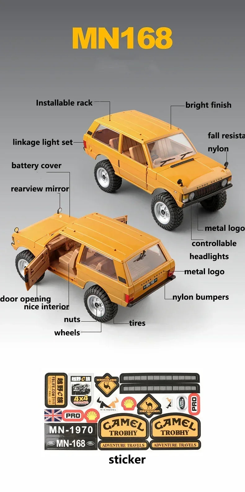 RCF Range Rover 1:12 RC 2.4ghz 4x4 Rock Crawler Off-Road MN168