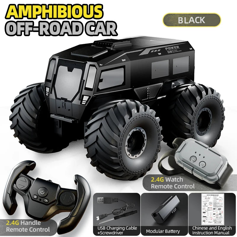 RCF Sherp Q210 Amphibious Waterproof Rc Car Dual Control 4WD Off-road Remote Control Vehicle 2.4G Electric Climbing Crawler Toys for Kids