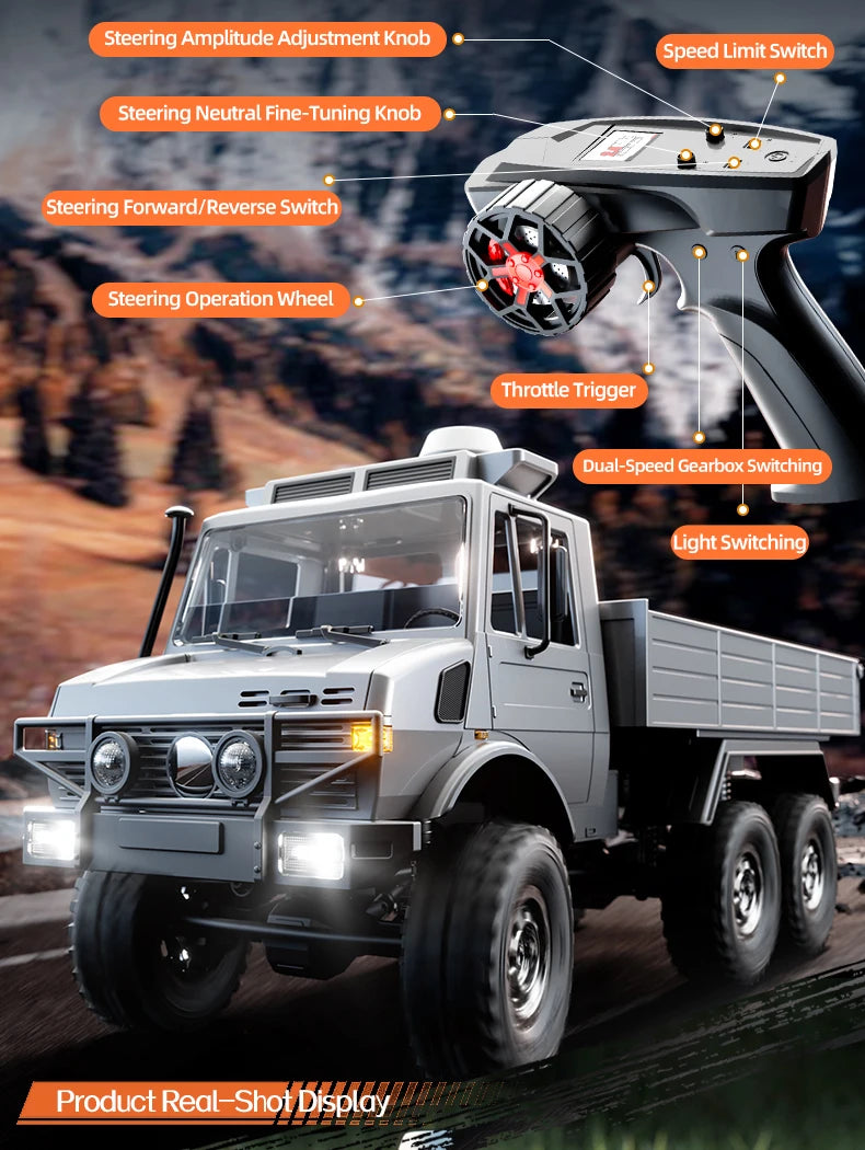 2.4G RC Crawler 6WD Unimog RC Truck 1:18 Proportional Control Mechanical Shifting JJRC RC Vehicle Simulated Model Toys Cars