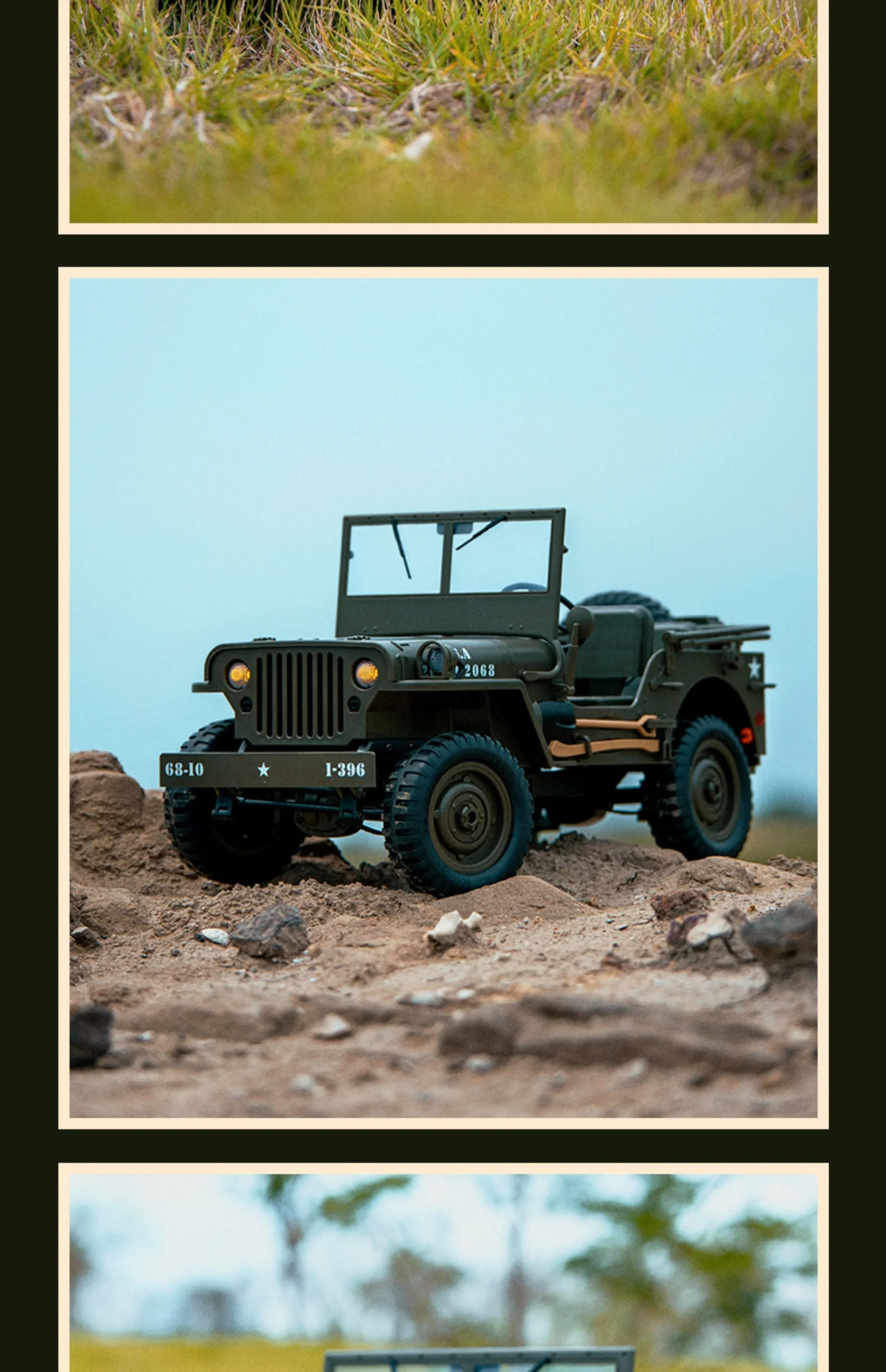 Willys Jeep WW2 Military Car 1:10 RC 2.4GHZ 4x4 RTR Rock Crawler Off-Road