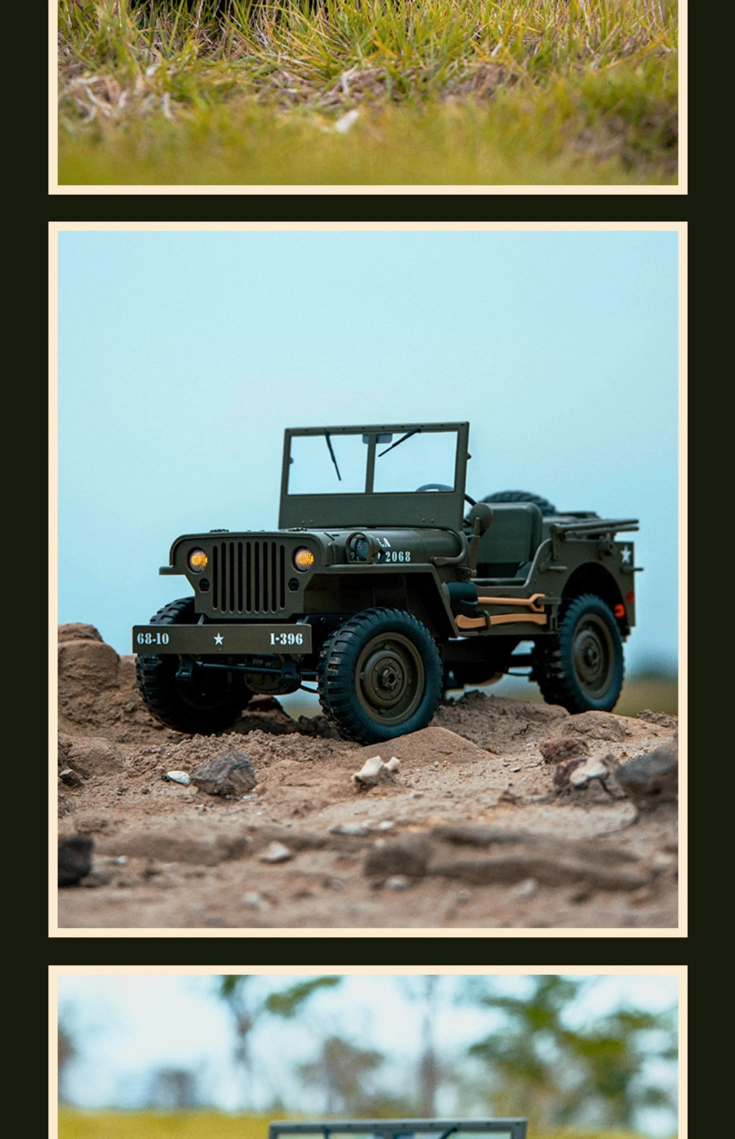 Willys Jeep WW2 Military Car 1:10 RC 2.4GHZ 4x4 RTR Rock Crawler Off-Road