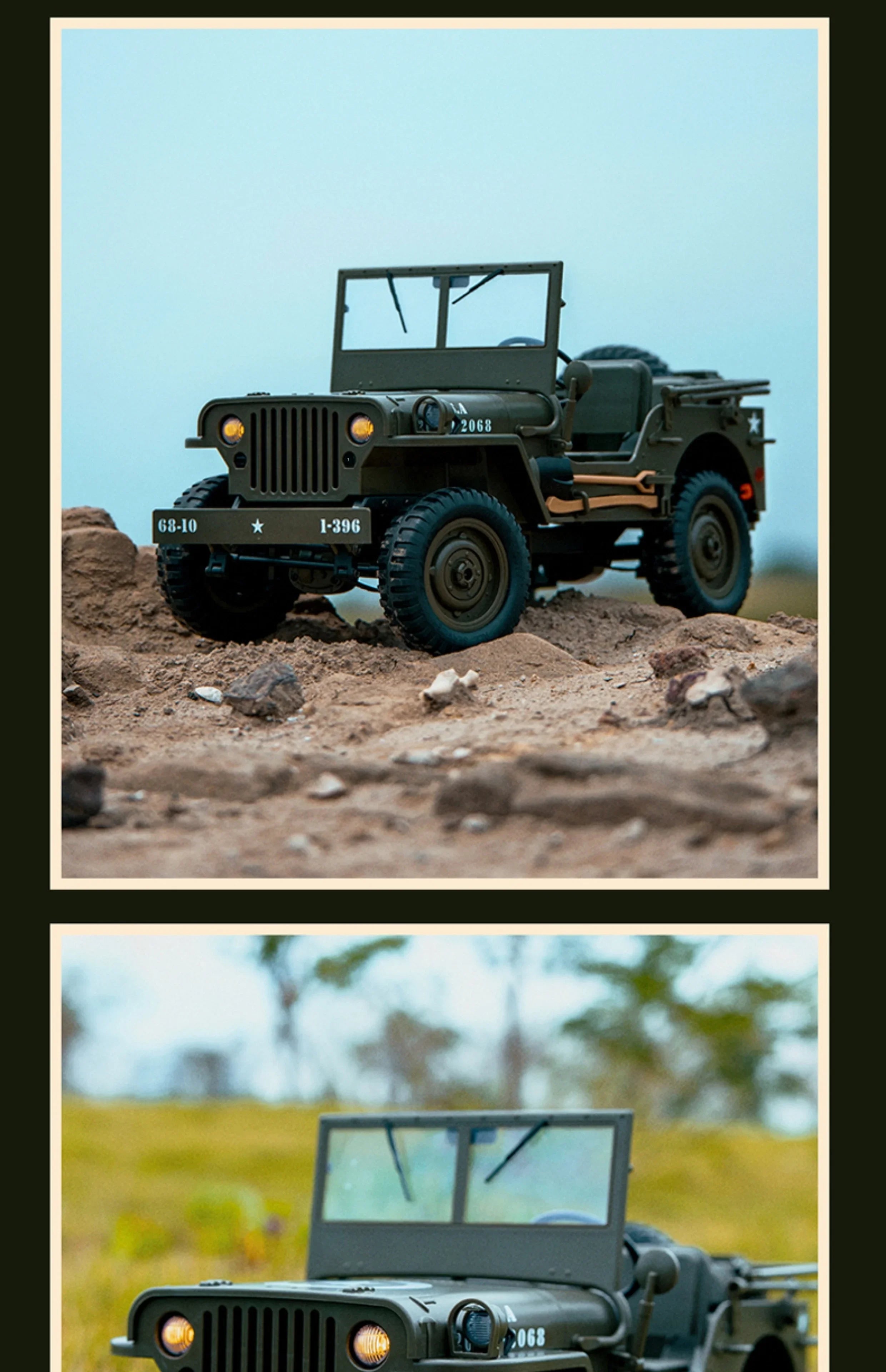Willys Jeep WW2 Military Car 1:10 RC 2.4GHZ 4x4 RTR Rock Crawler Off-Road