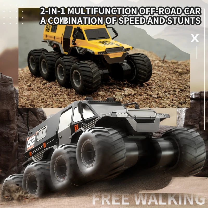 ﻿RCF JJRC Q137 8x8 2.4G Remote Control Car 8wd Off-road Amphibious Stunt Vehicle 8-Wheel Speed Racing Truck Waterproof Crawler Toys