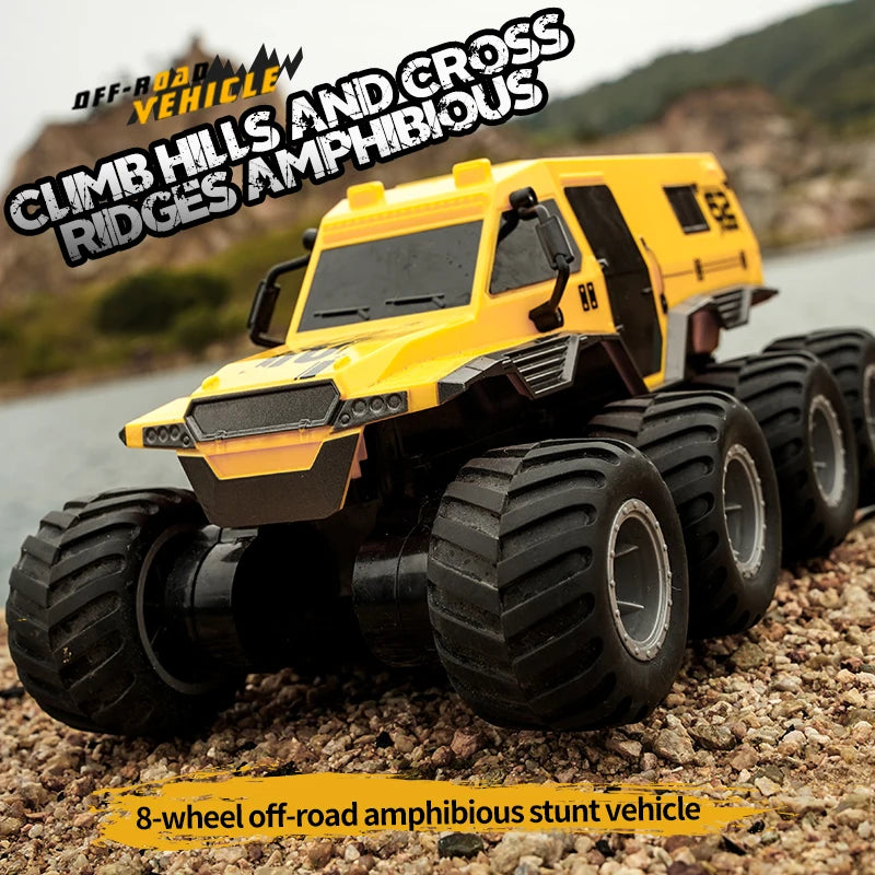 ﻿RCF JJRC Q137 8x8 2.4G Remote Control Car 8wd Off-road Amphibious Stunt Vehicle 8-Wheel Speed Racing Truck Waterproof Crawler Toys