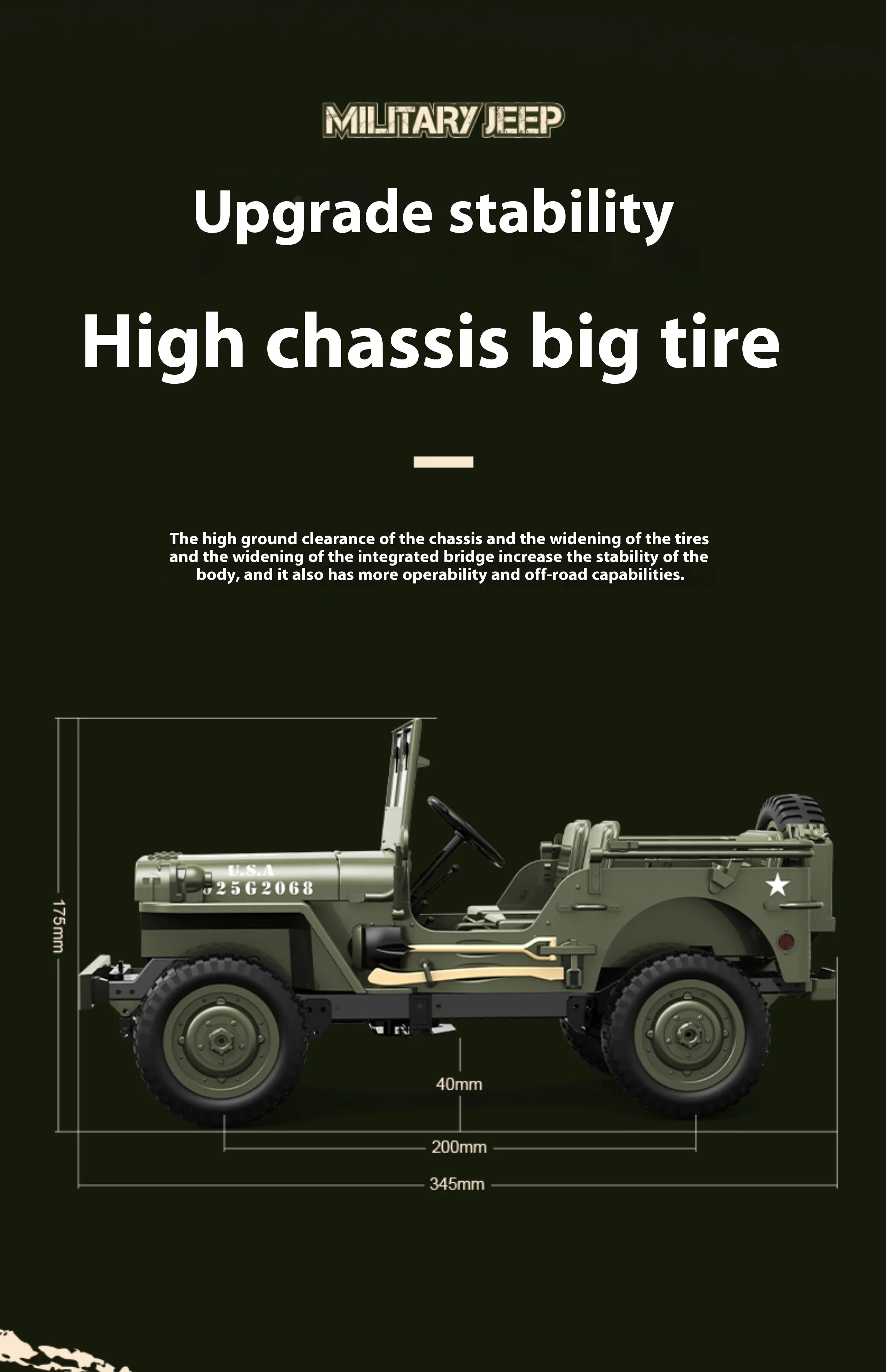 Willys Jeep WW2 Military Car 1:10 RC 2.4GHZ 4x4 RTR Rock Crawler Off-Road