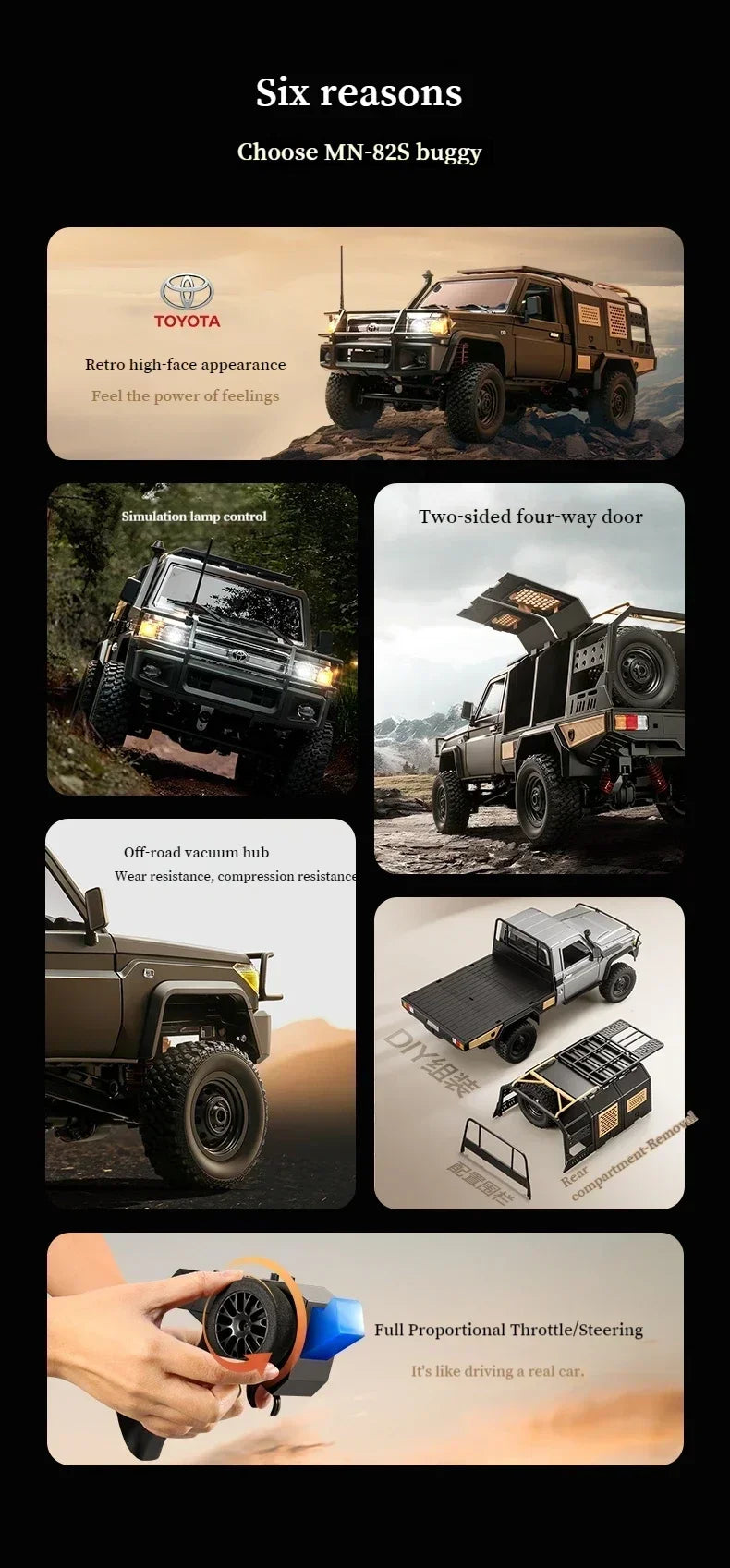 MN128 4X4 RC Car 1:12 MN Model 2.4G 4WD RC Rock Crawler Defender Remote Control Car 1/12 RC Truck Cars Toys MN82 MN82S