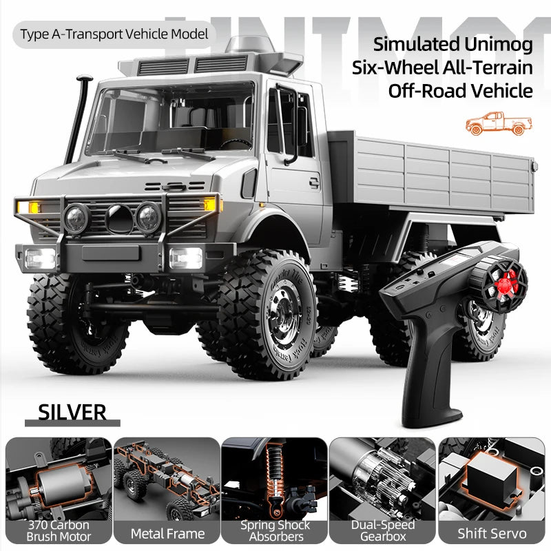 2.4G RC Crawler 6WD Unimog RC Truck 1:18 Proportional Control Mechanical Shifting JJRC RC Vehicle Simulated Model Toys Cars