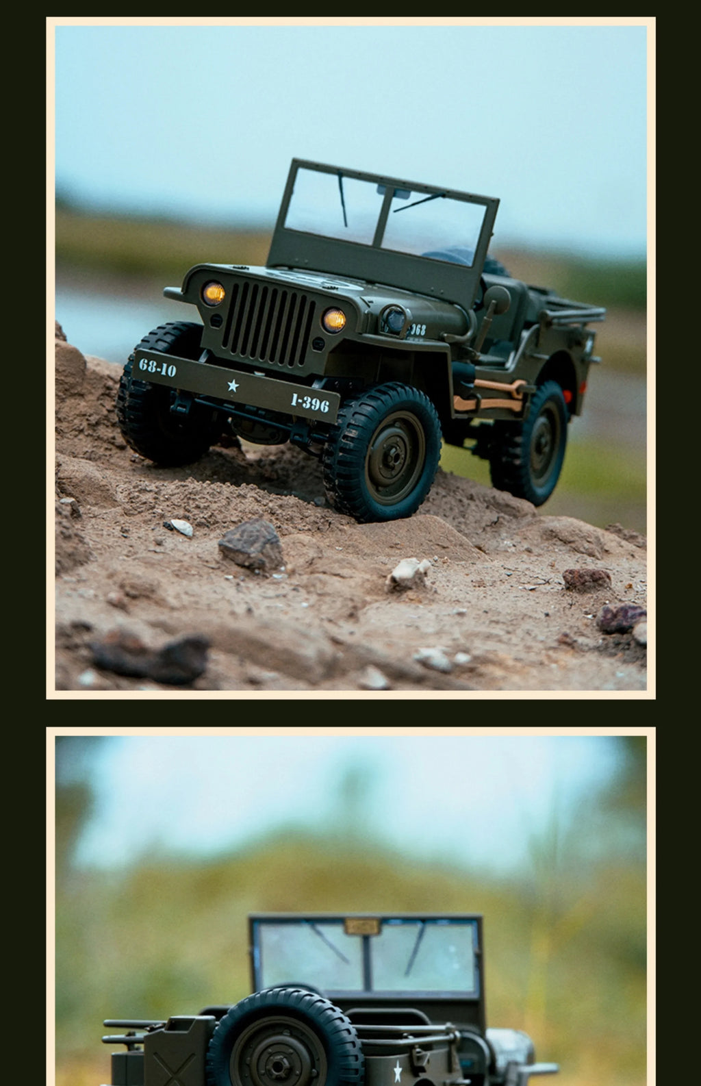Willys Jeep WW2 Military Car 1:10 RC 2.4GHZ 4x4 RTR Rock Crawler Off-Road