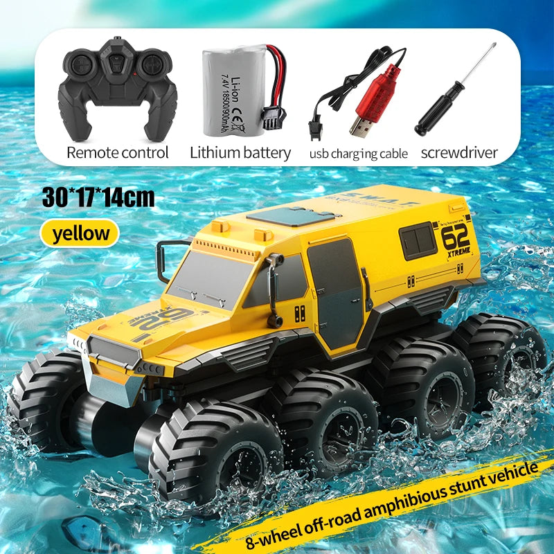 ﻿RCF JJRC Q137 8x8 2.4G Remote Control Car 8wd Off-road Amphibious Stunt Vehicle 8-Wheel Speed Racing Truck Waterproof Crawler Toys