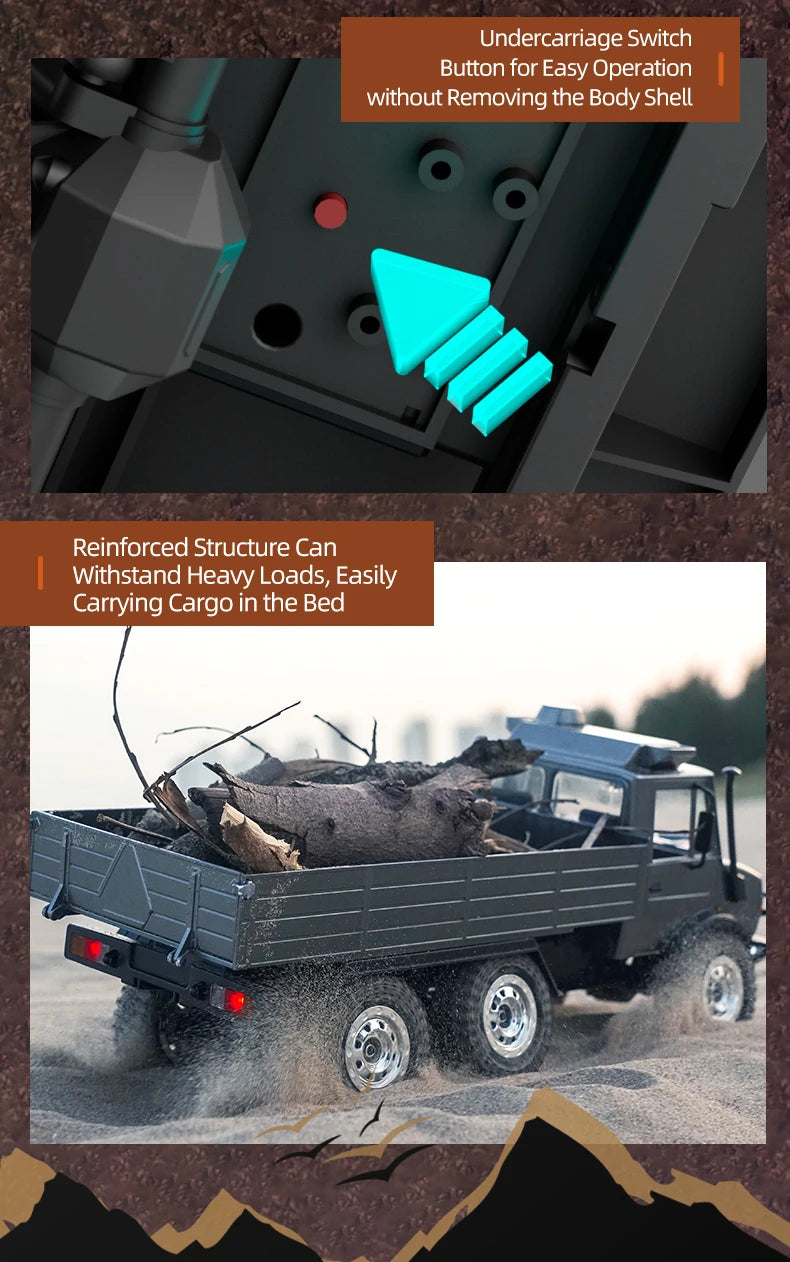 2.4G RC Crawler 6WD Unimog RC Truck 1:18 Proportional Control Mechanical Shifting JJRC RC Vehicle Simulated Model Toys Cars