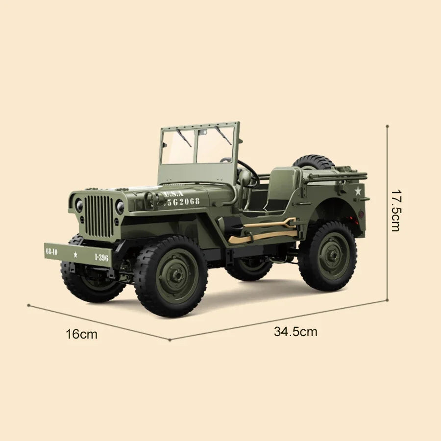 Willys Jeep WW2 Military Car 1:10 RC 2.4GHZ 4x4 RTR Rock Crawler Off-Road