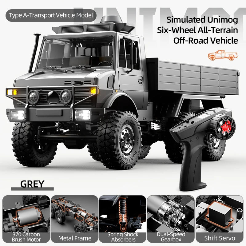 2.4G RC Crawler 6WD Unimog RC Truck 1:18 Proportional Control Mechanical Shifting JJRC RC Vehicle Simulated Model Toys Cars