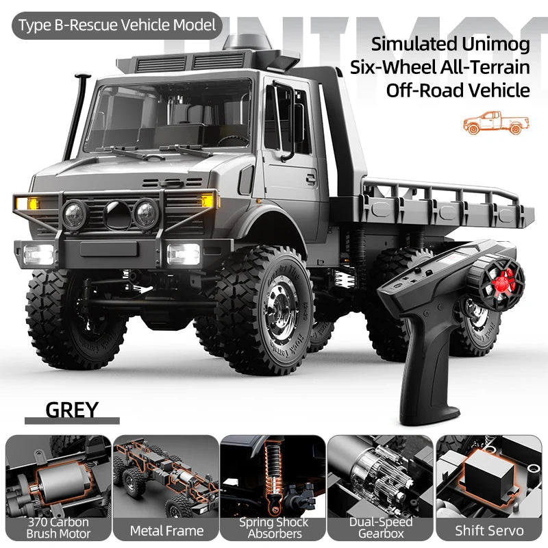 2.4G RC Crawler 6WD Unimog RC Truck 1:18 Proportional Control Mechanical Shifting JJRC RC Vehicle Simulated Model Toys Cars