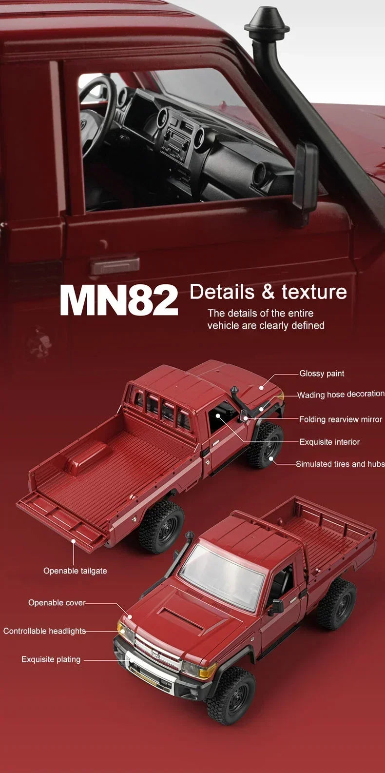 MN128 4X4 RC Car 1:12 MN Model 2.4G 4WD RC Rock Crawler Defender Remote Control Car 1/12 RC Truck Cars Toys MN82 MN82S
