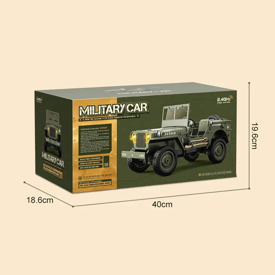 Willys Jeep WW2 Military Car 1:10 RC 2.4GHZ 4x4 RTR Rock Crawler Off-Road