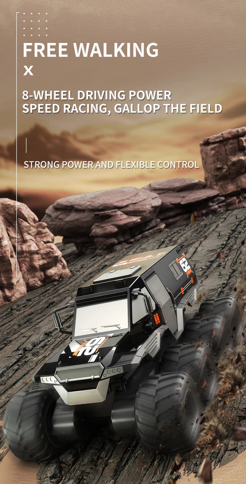 ﻿RCF JJRC Q137 8x8 2.4G Remote Control Car 8wd Off-road Amphibious Stunt Vehicle 8-Wheel Speed Racing Truck Waterproof Crawler Toys