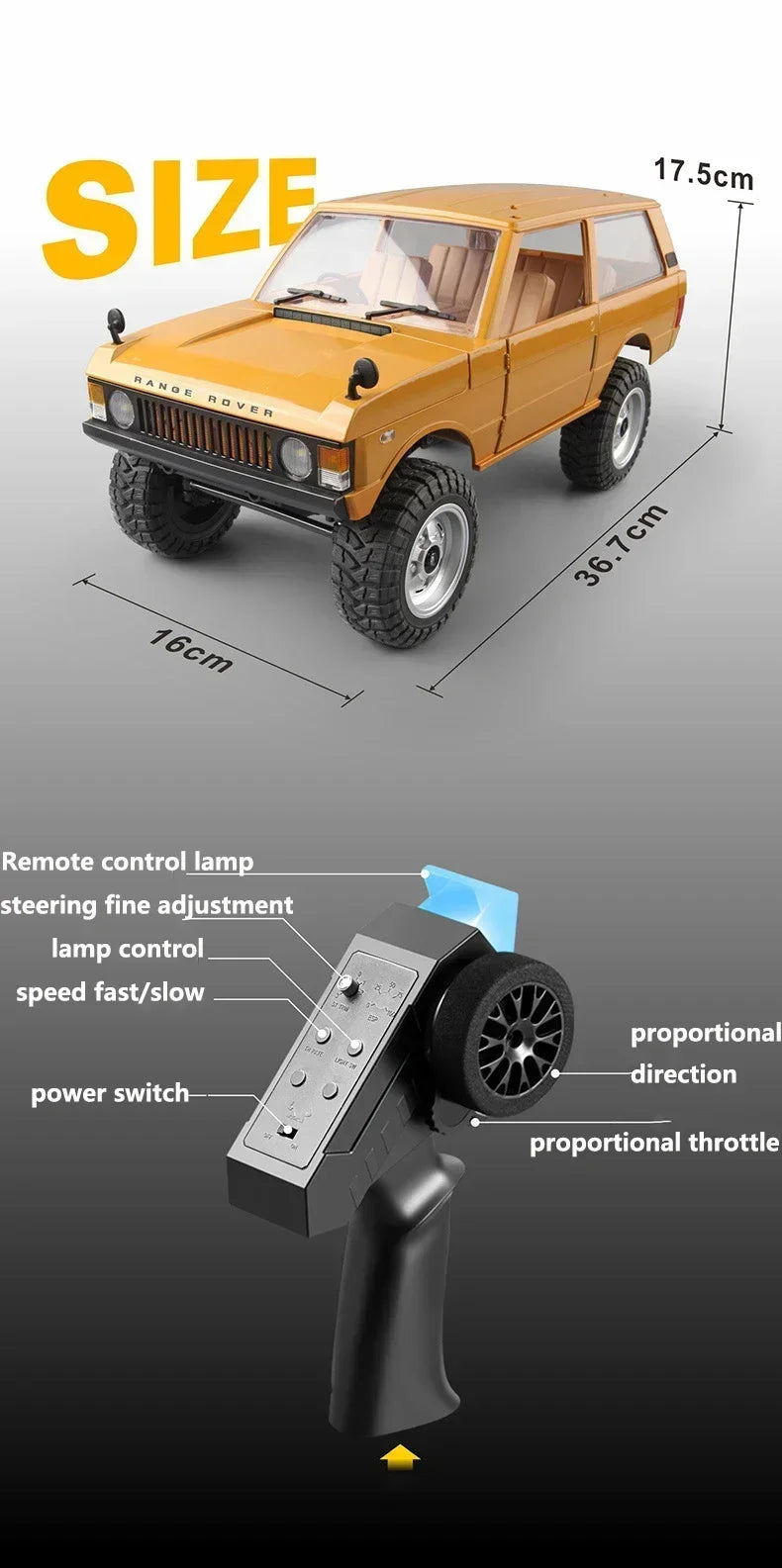 RCF Range Rover 1:12 RC 2.4ghz 4x4 Rock Crawler Off-Road MN168