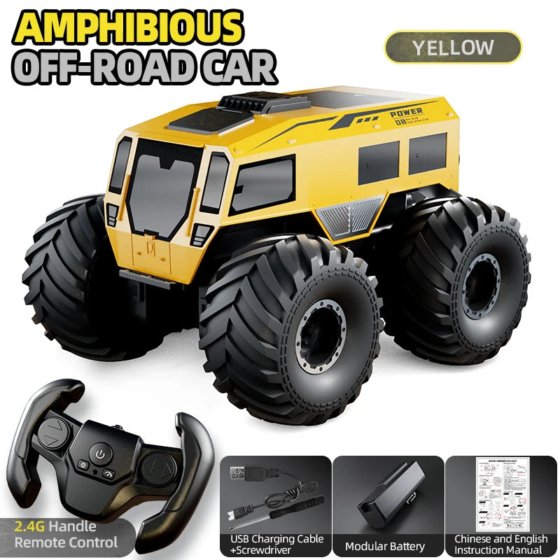 RCF Sherp Q210 Amphibious Waterproof Rc Car Dual Control 4WD Off-road Remote Control Vehicle 2.4G Electric Climbing Crawler Toys for Kids