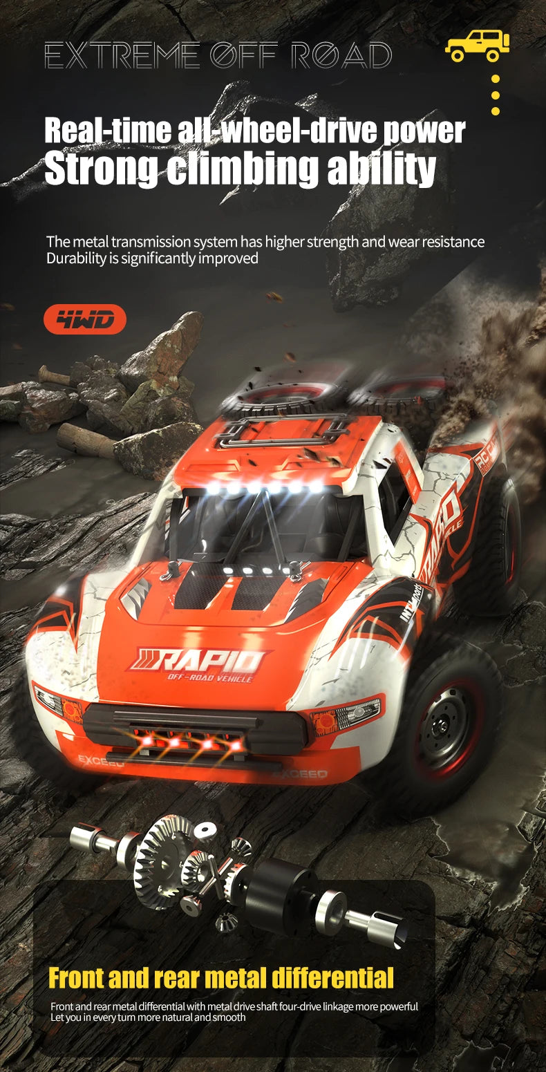 Rc Car Off Road 4x4 50km/h Or 75km/h High Speed Brushless Motor Monster Truck 1/16 Desert/Snow Racing Drift Cars Toys For Boys