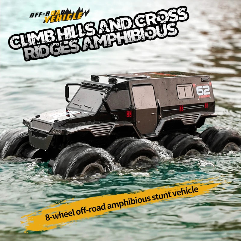 ﻿RCF JJRC Q137 8x8 2.4G Remote Control Car 8wd Off-road Amphibious Stunt Vehicle 8-Wheel Speed Racing Truck Waterproof Crawler Toys