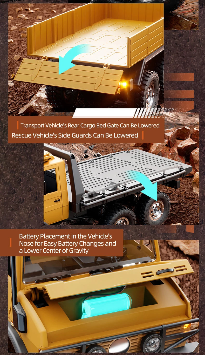 2.4G RC Crawler 6WD Unimog RC Truck 1:18 Proportional Control Mechanical Shifting JJRC RC Vehicle Simulated Model Toys Cars