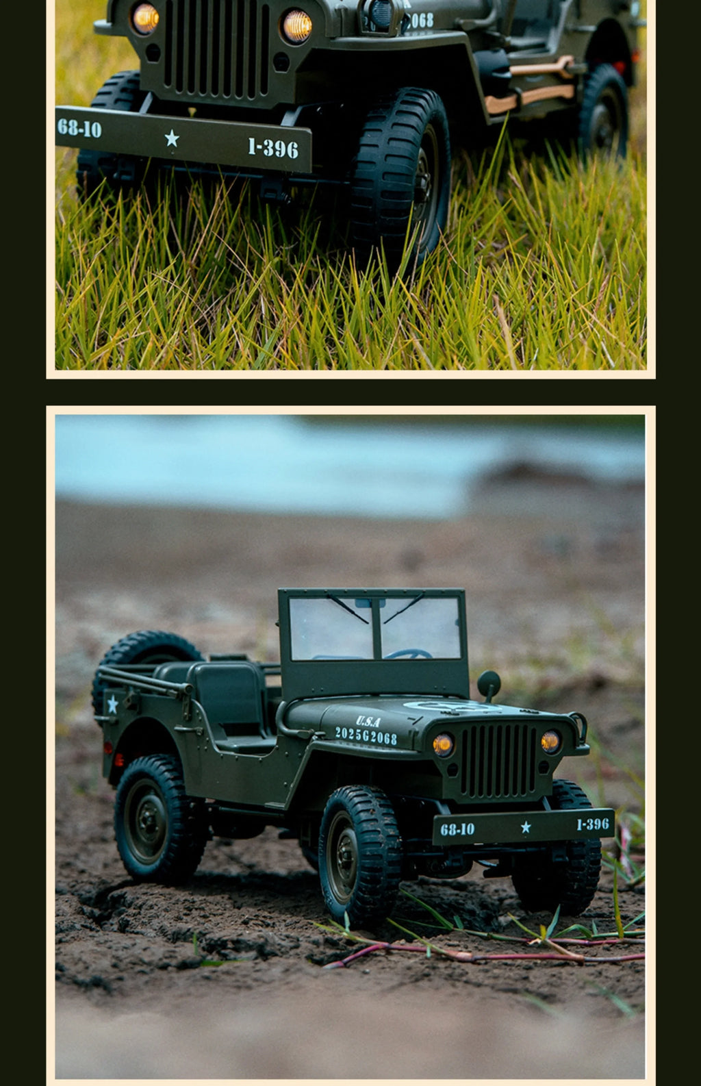 Willys Jeep WW2 Military Car 1:10 RC 2.4GHZ 4x4 RTR Rock Crawler Off-Road