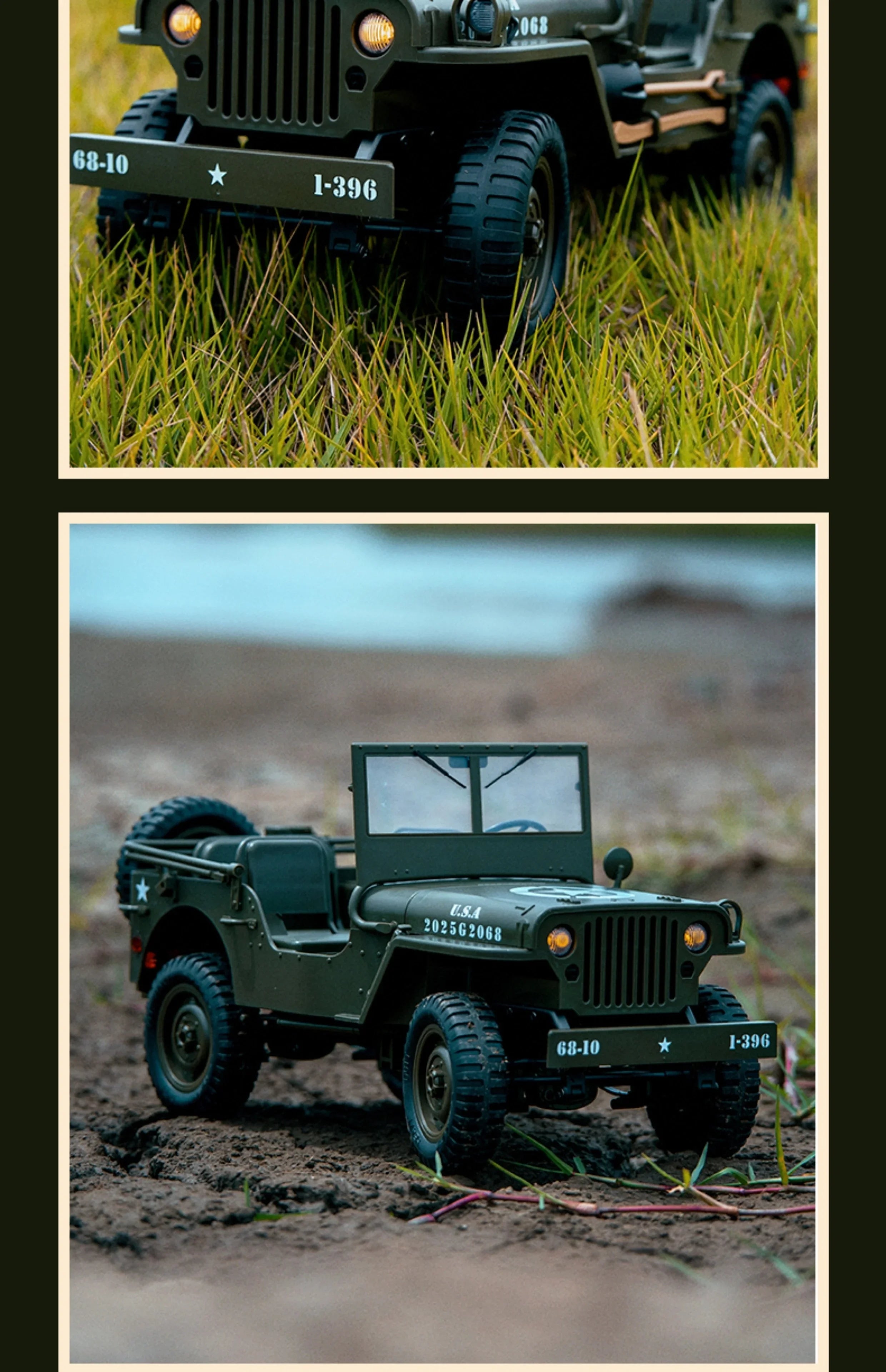 Willys Jeep WW2 Military Car 1:10 RC 2.4GHZ 4x4 RTR Rock Crawler Off-Road