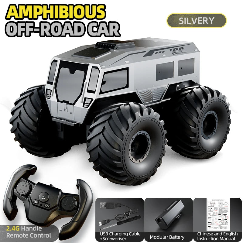 RCF Sherp Q210 Amphibious Waterproof Rc Car Dual Control 4WD Off-road Remote Control Vehicle 2.4G Electric Climbing Crawler Toys for Kids