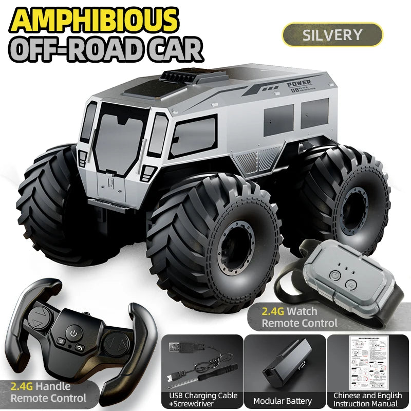 RCF Sherp Q210 Amphibious Waterproof Rc Car Dual Control 4WD Off-road Remote Control Vehicle 2.4G Electric Climbing Crawler Toys for Kids