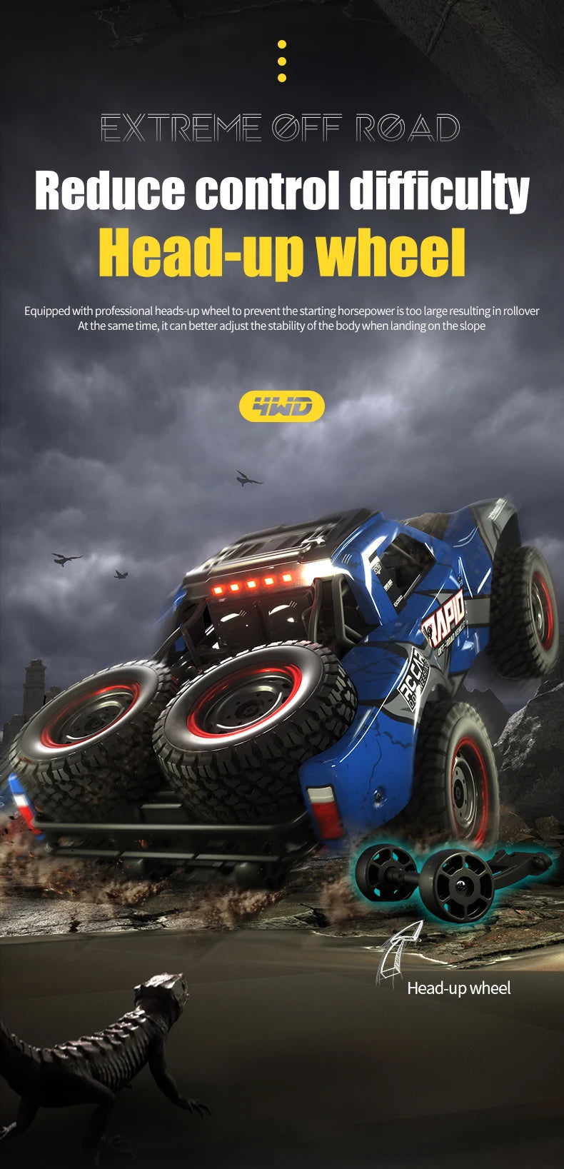 Rc Car Off Road 4x4 50km/h Or 75km/h High Speed Brushless Motor Monster Truck 1/16 Desert/Snow Racing Drift Cars Toys For Boys
