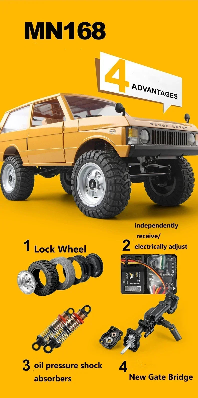 RCF Range Rover 1:12 RC 2.4ghz 4x4 Rock Crawler Off-Road MN168